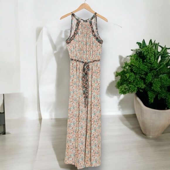 LOVESTITCH Women’s Floral Print Halter Maxi Dress in the Size Large - Picture 3 of 8